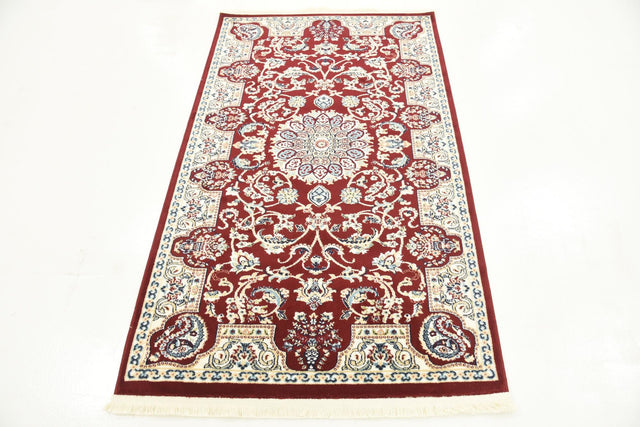 Burgundy 3' 1 x 5' 3 Narenj Rectangle Area Rug 85% Polypropylene & 15% Polyester Traditional Classic Carpet for Living, Dining, Bedrooms, Office for Sale at Rug Engine
