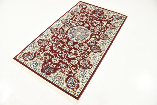 Burgundy 3' 1 x 5' 3 Narenj Rectangle Area Rug 85% Polypropylene & 15% Polyester Traditional Classic Carpet for Living, Dining, Bedrooms, Office for Sale at Rug Engine