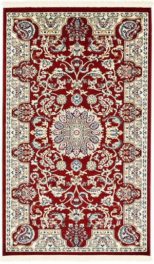 Burgundy 3' 1 x 5' 3 Narenj Rectangle Area Rug 85% Polypropylene & 15% Polyester Traditional Classic Carpet for Living, Dining, Bedrooms, Office for Sale at Rug Engine