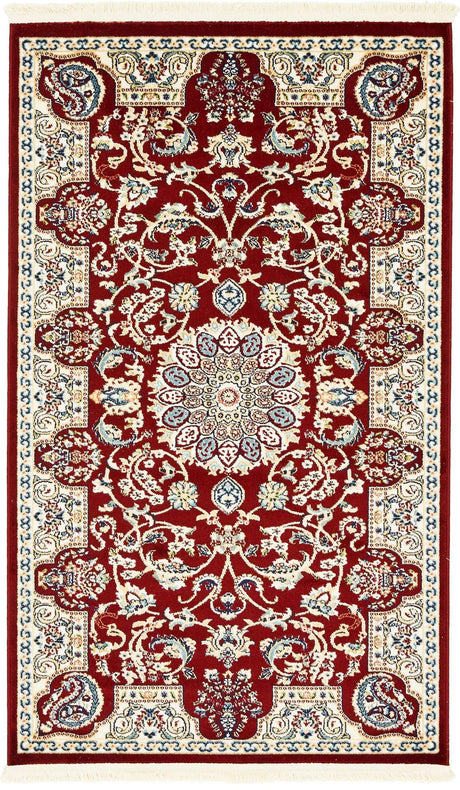 Burgundy 3' 1 x 5' 3 Narenj Rectangle Area Rug 85% Polypropylene & 15% Polyester Traditional Classic Carpet for Living, Dining, Bedrooms, Office for Sale at Rug Engine