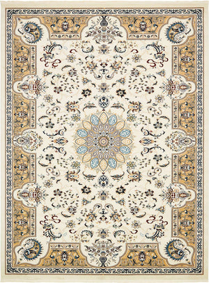 Ivory 10' x 13' Narenj Rectangle Area Rug 85% Polypropylene & 15% Polyester Traditional Classic Carpet for Living, Dining, Bedrooms, Office for Sale at Rug Engine
