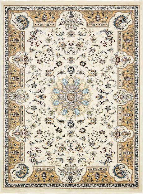 Ivory 10' x 13' Narenj Rectangle Area Rug 85% Polypropylene & 15% Polyester Traditional Classic Carpet for Living, Dining, Bedrooms, Office for Sale at Rug Engine