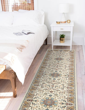 Ivory 3' x 13' 1 Narenj Runner Area Rug 85% Polypropylene & 15% Polyester Traditional Classic Carpet for Living, Dining, Bedrooms, Office for Sale at Rug Engine