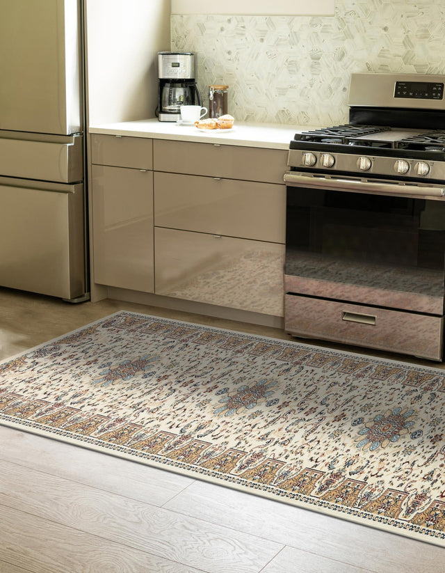 Ivory 3' x 13' 1 Narenj Runner Area Rug 85% Polypropylene & 15% Polyester Traditional Classic Carpet for Living, Dining, Bedrooms, Office for Sale at Rug Engine