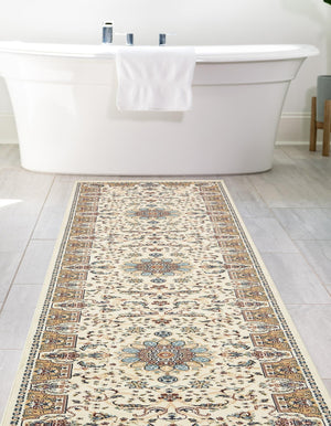 Ivory 3' x 13' 1 Narenj Runner Area Rug 85% Polypropylene & 15% Polyester Traditional Classic Carpet for Living, Dining, Bedrooms, Office for Sale at Rug Engine