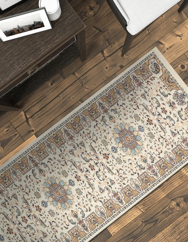 Ivory 3' x 13' 1 Narenj Runner Area Rug 85% Polypropylene & 15% Polyester Traditional Classic Carpet for Living, Dining, Bedrooms, Office for Sale at Rug Engine