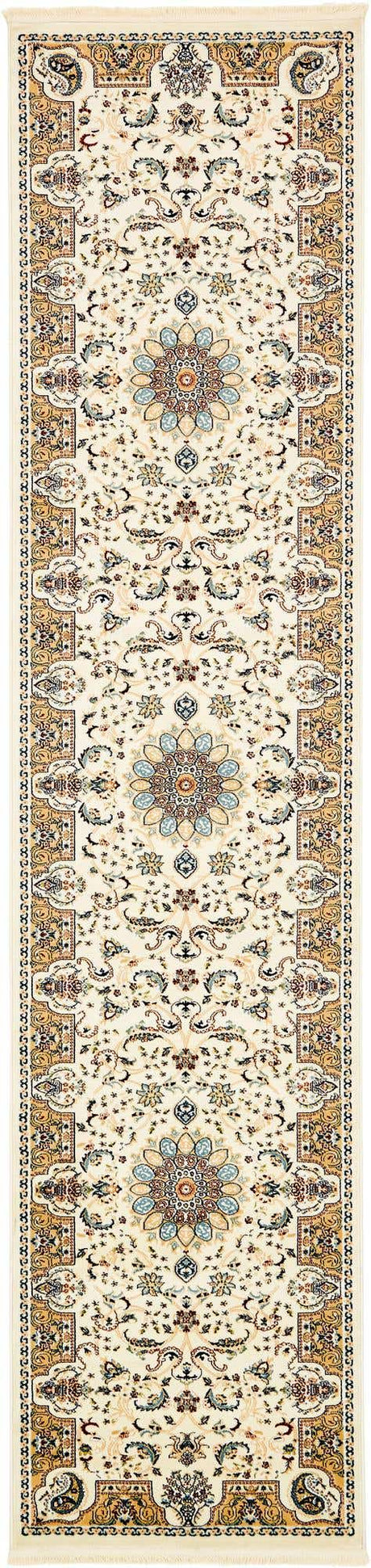 Ivory 3' x 13' 1 Narenj Runner Area Rug 85% Polypropylene & 15% Polyester Traditional Classic Carpet for Living, Dining, Bedrooms, Office for Sale at Rug Engine