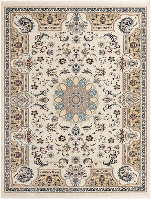 Ivory 8' x 10' Narenj Rectangle Area Rug 85% Polypropylene & 15% Polyester Traditional Classic Carpet for Living, Dining, Bedrooms, Office for Sale at Rug Engine