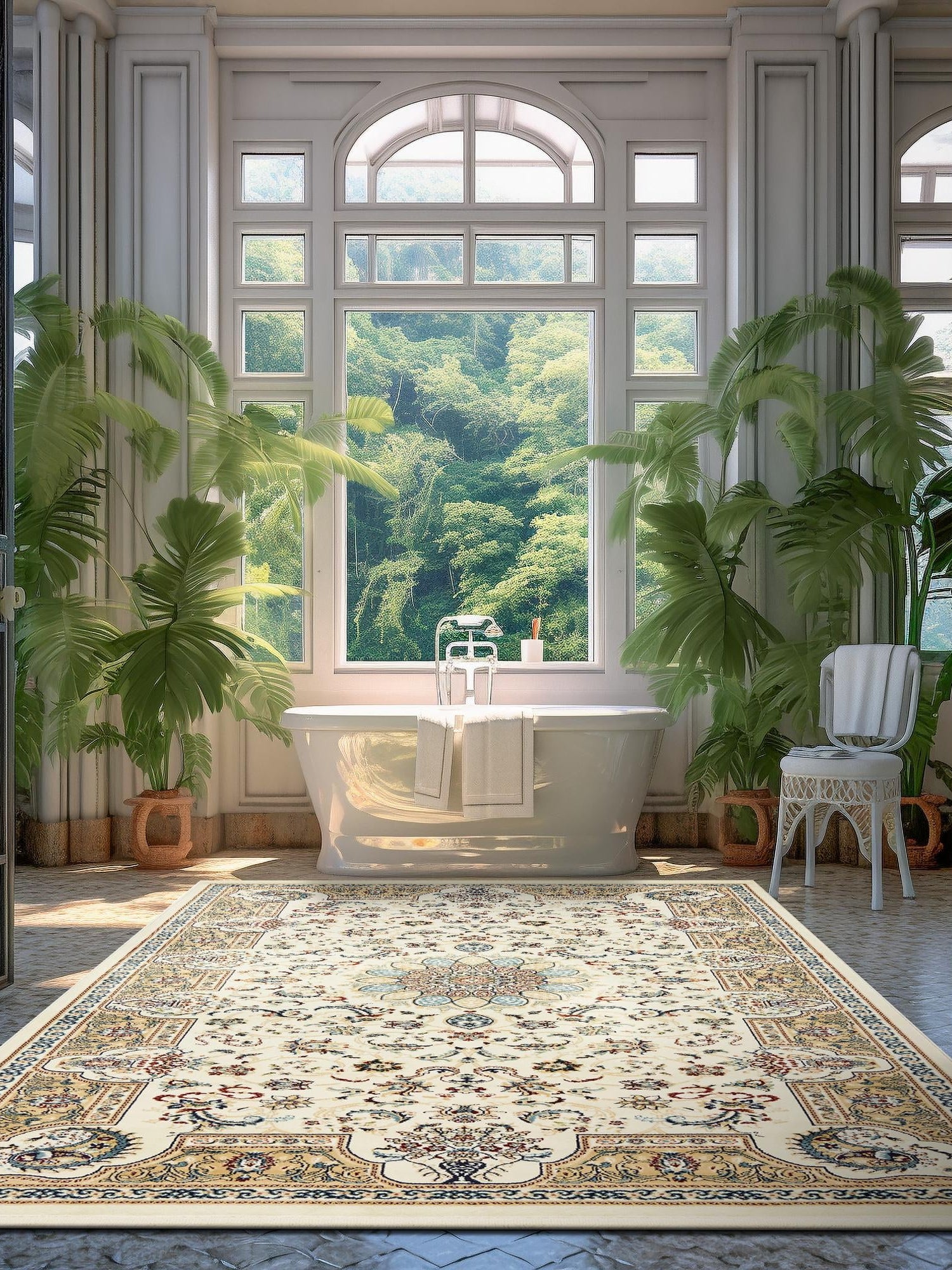 Ivory 10' x 13' Narenj Rectangle Area Rug 85% Polypropylene & 15% Polyester Traditional Classic Carpet for Living, Dining, Bedrooms, Office for Sale at Rug Engine