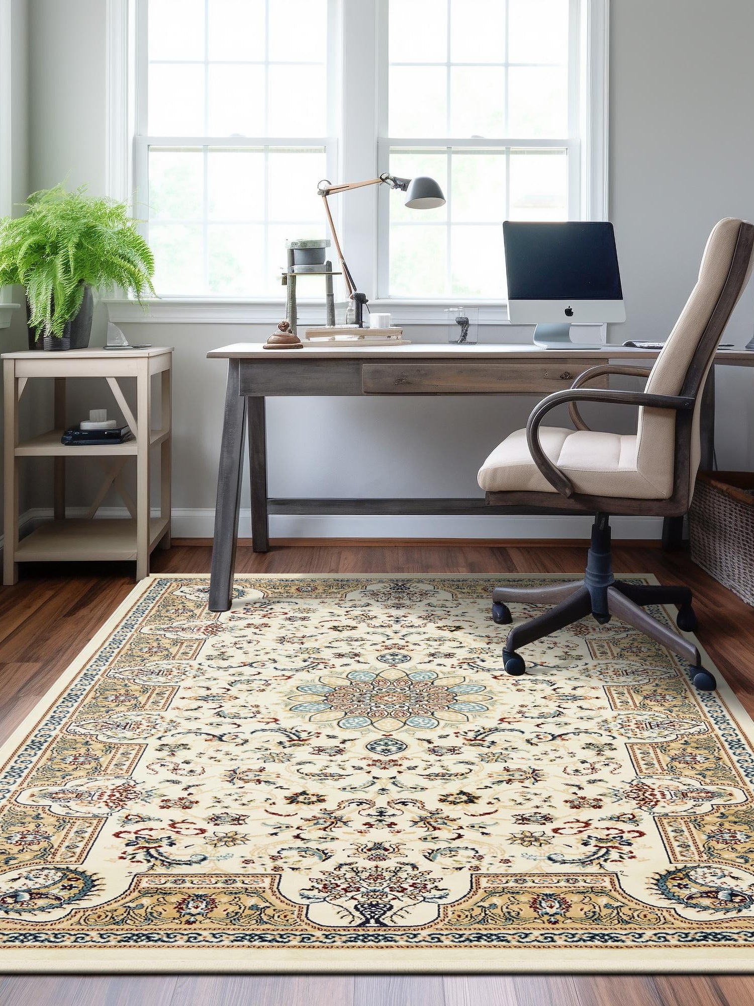 Ivory 10' x 13' Narenj Rectangle Area Rug 85% Polypropylene & 15% Polyester Traditional Classic Carpet for Living, Dining, Bedrooms, Office for Sale at Rug Engine