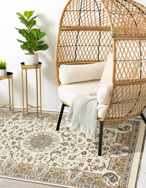 Ivory 3' x 5' 1 Narenj Rectangle Area Rug 85% Polypropylene & 15% Polyester Traditional Classic Carpet for Living, Dining, Bedrooms, Office for Sale at Rug Engine