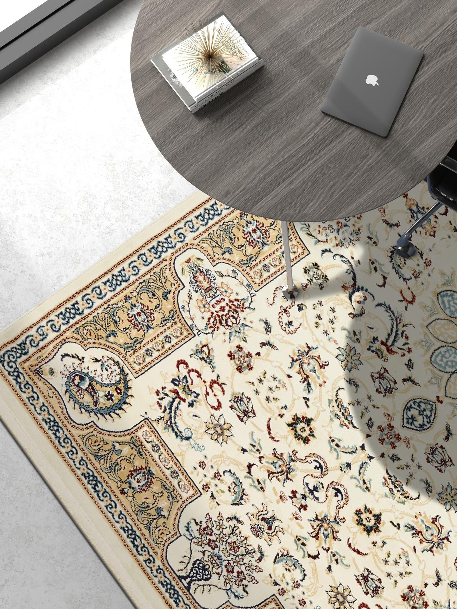 Ivory 3' x 5' 1 Narenj Rectangle Area Rug 85% Polypropylene & 15% Polyester Traditional Classic Carpet for Living, Dining, Bedrooms, Office for Sale at Rug Engine