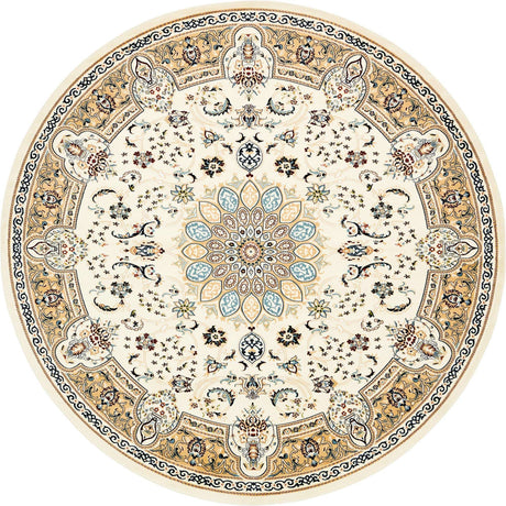 Ivory 10' x 10' Narenj Round Area Rug 85% Polypropylene & 15% Polyester Traditional Classic Carpet for Living, Dining, Bedrooms, Office for Sale at Rug Engine