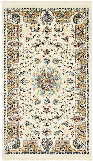Ivory 3' x 5' 1 Narenj Rectangle Area Rug 85% Polypropylene & 15% Polyester Traditional Classic Carpet for Living, Dining, Bedrooms, Office for Sale at Rug Engine