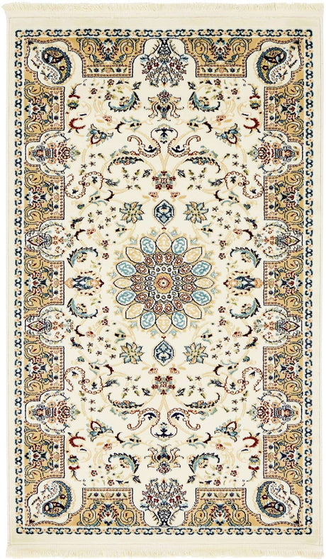 Ivory 3' x 5' 1 Narenj Rectangle Area Rug 85% Polypropylene & 15% Polyester Traditional Classic Carpet for Living, Dining, Bedrooms, Office for Sale at Rug Engine