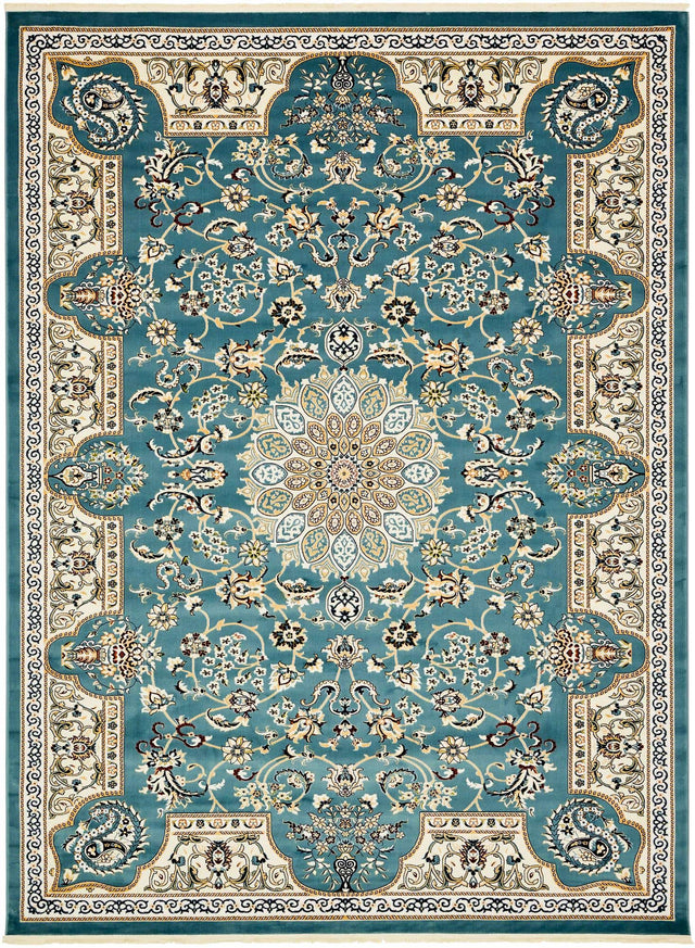 Blue 10' x 13' Narenj Rectangle Area Rug 85% Polypropylene & 15% Polyester Traditional Classic Carpet for Living, Dining, Bedrooms, Office for Sale at Rug Engine