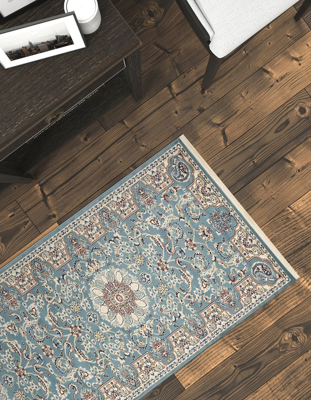Blue 2' 11 x 13' 1 Narenj Runner Area Rug 85% Polypropylene & 15% Polyester Traditional Classic Carpet for Living, Dining, Bedrooms, Office for Sale at Rug Engine