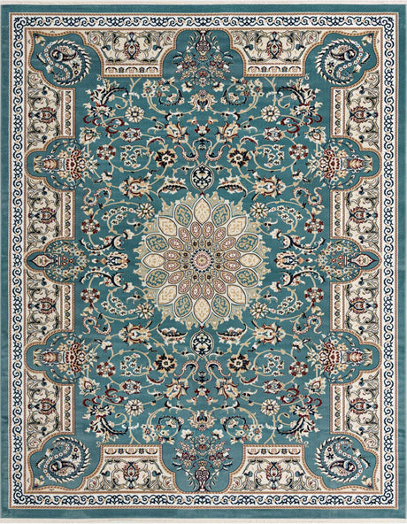 Blue 7' 10 x 10' Narenj Rectangle Area Rug 85% Polypropylene & 15% Polyester Traditional Classic Carpet for Living, Dining, Bedrooms, Office for Sale at Rug Engine