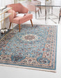Blue 7' 10 x 10' Narenj Rectangle Area Rug 85% Polypropylene & 15% Polyester Traditional Classic Carpet for Living, Dining, Bedrooms, Office for Sale at Rug Engine