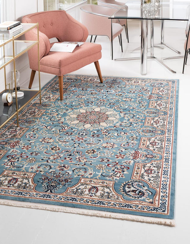 Blue 10' x 13' Narenj Rectangle Area Rug 85% Polypropylene & 15% Polyester Traditional Classic Carpet for Living, Dining, Bedrooms, Office for Sale at Rug Engine