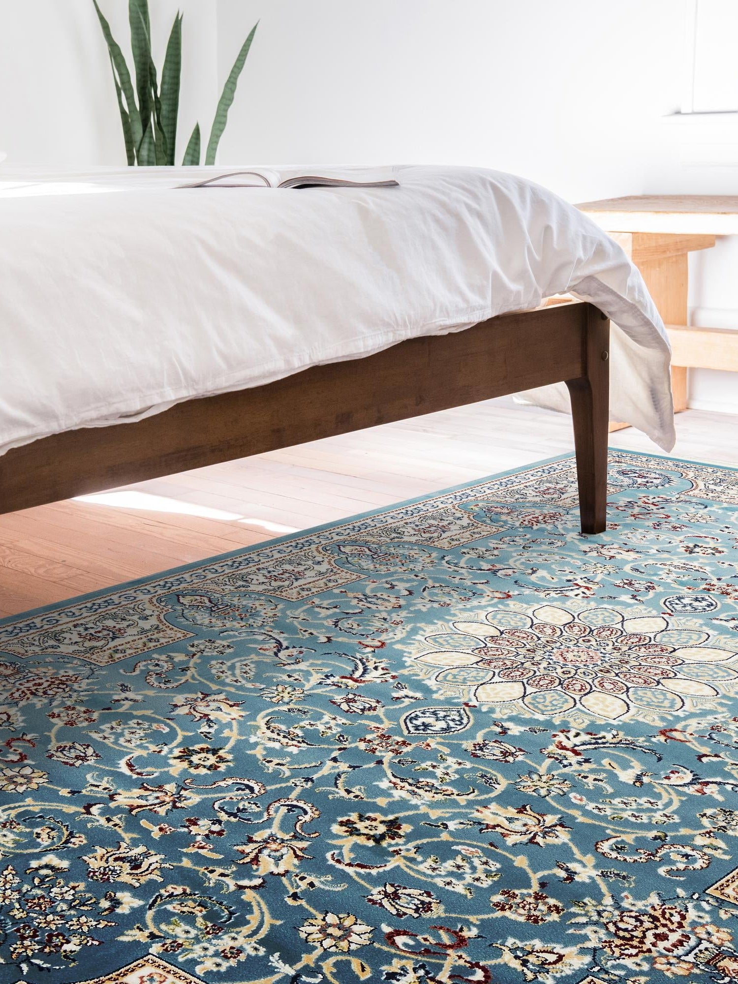 Blue 10' x 13' Narenj Rectangle Area Rug 85% Polypropylene & 15% Polyester Traditional Classic Carpet for Living, Dining, Bedrooms, Office for Sale at Rug Engine