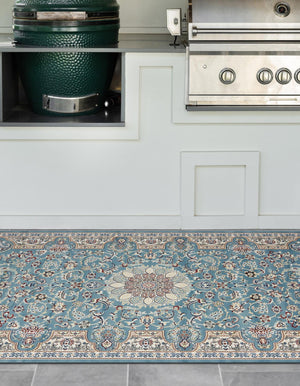 Blue 10' x 13' Narenj Rectangle Area Rug 85% Polypropylene & 15% Polyester Traditional Classic Carpet for Living, Dining, Bedrooms, Office for Sale at Rug Engine