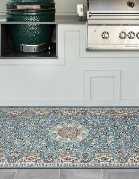Blue 5' 3 x 8' Narenj Rectangle Area Rug 85% Polypropylene & 15% Polyester Traditional Classic Carpet for Living, Dining, Bedrooms, Office for Sale at Rug Engine