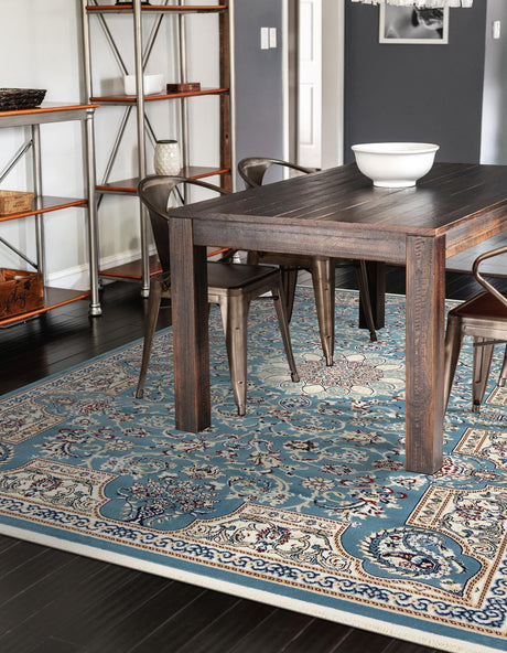 Blue 5' 3 x 8' Narenj Rectangle Area Rug 85% Polypropylene & 15% Polyester Traditional Classic Carpet for Living, Dining, Bedrooms, Office for Sale at Rug Engine