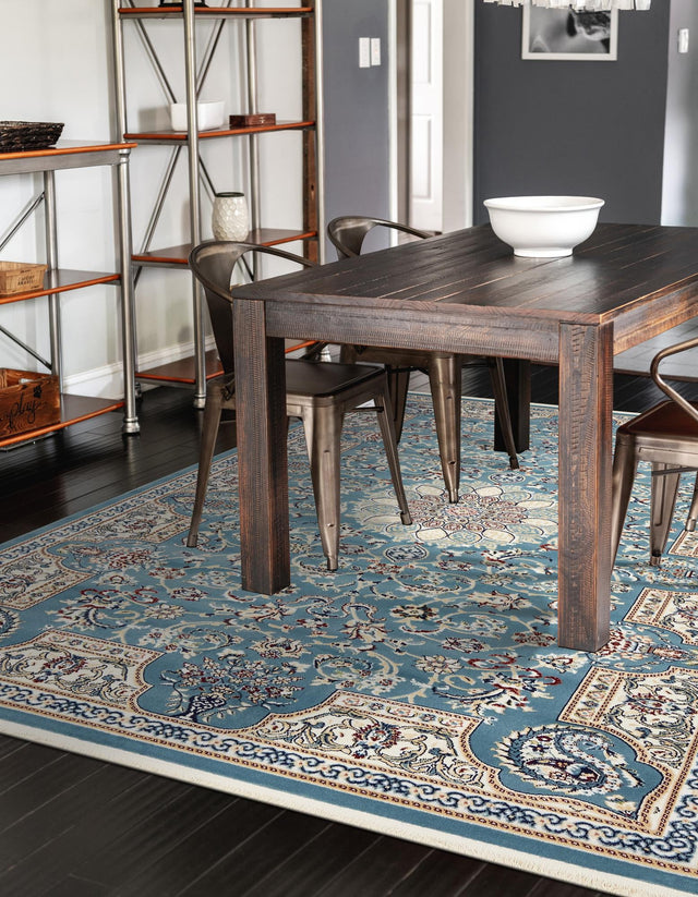 Blue 10' x 13' Narenj Rectangle Area Rug 85% Polypropylene & 15% Polyester Traditional Classic Carpet for Living, Dining, Bedrooms, Office for Sale at Rug Engine