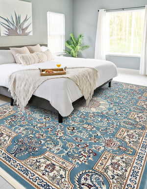 Blue 10' x 13' Narenj Rectangle Area Rug 85% Polypropylene & 15% Polyester Traditional Classic Carpet for Living, Dining, Bedrooms, Office for Sale at Rug Engine