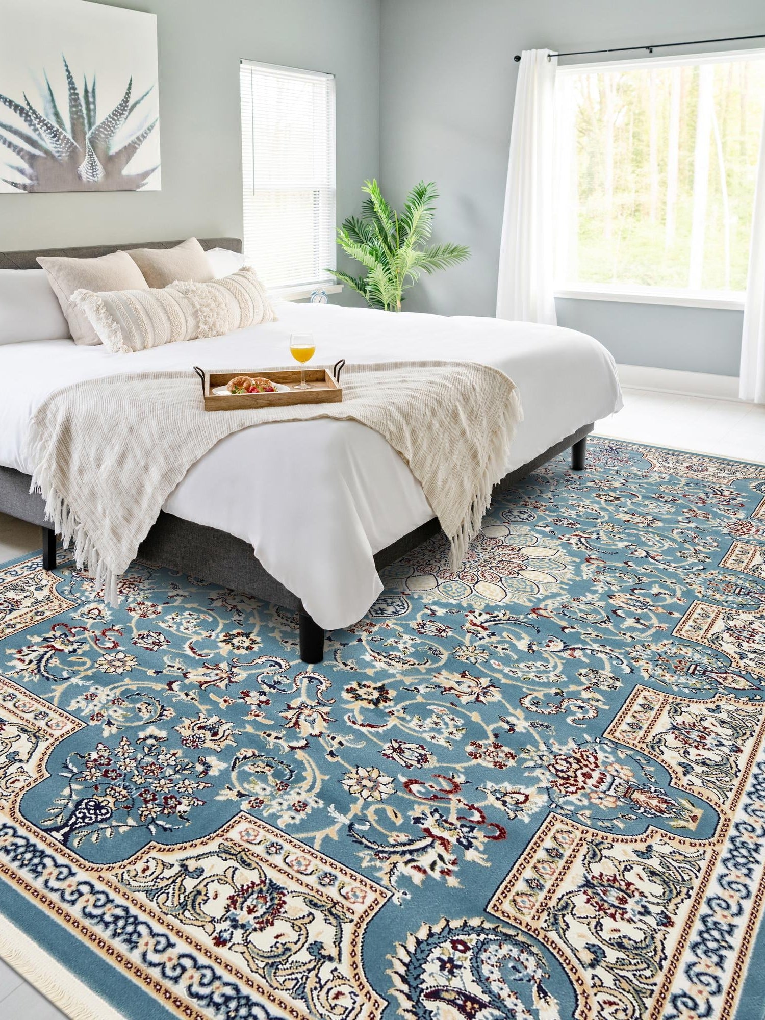 Blue 3' 1 x 5' 3 Narenj Rectangle Area Rug 85% Polypropylene & 15% Polyester Traditional Classic Carpet for Living, Dining, Bedrooms, Office for Sale at Rug Engine