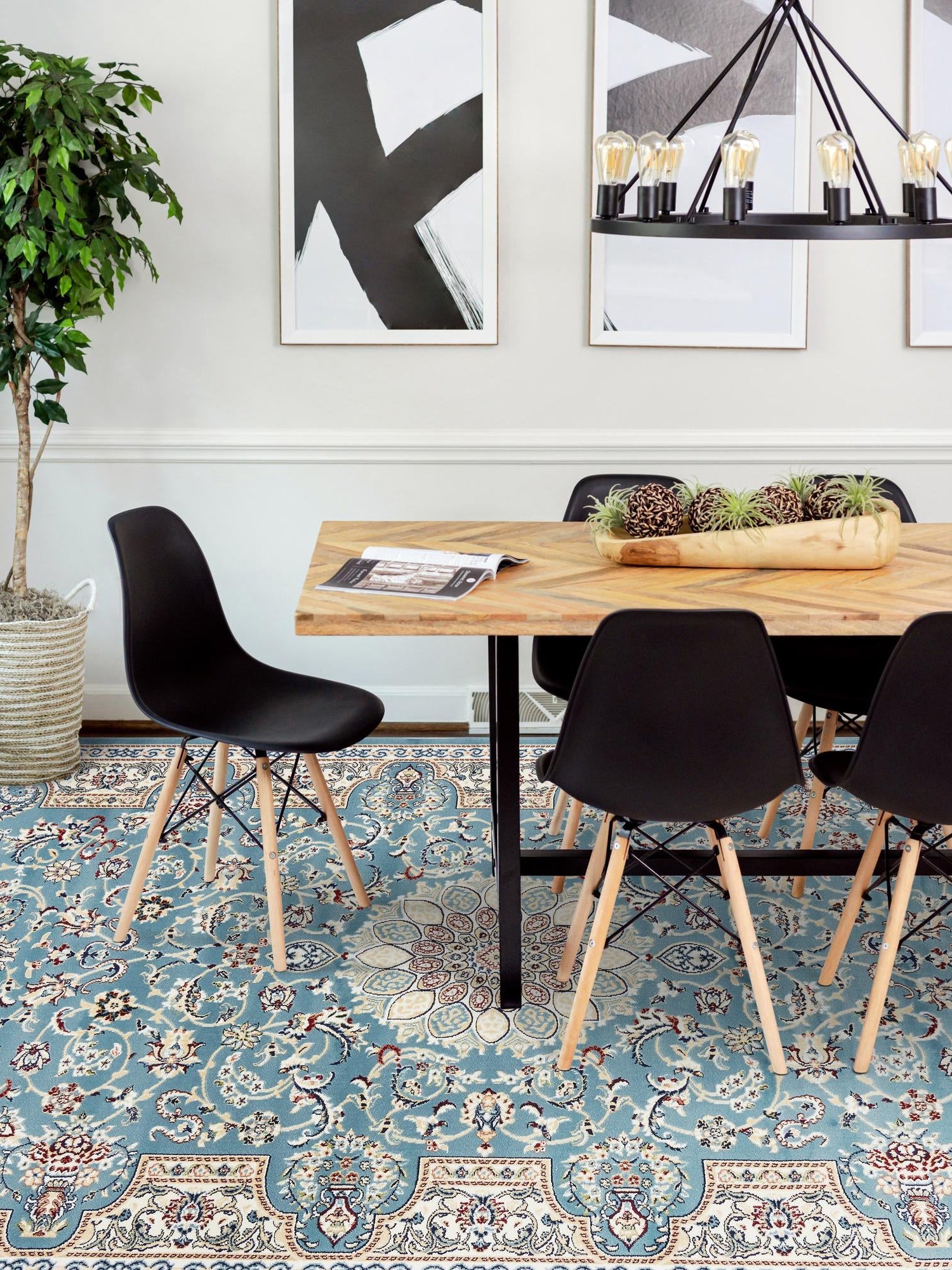 Blue 10' x 13' Narenj Rectangle Area Rug 85% Polypropylene & 15% Polyester Traditional Classic Carpet for Living, Dining, Bedrooms, Office for Sale at Rug Engine