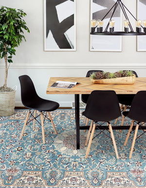 Blue 10' x 13' Narenj Rectangle Area Rug 85% Polypropylene & 15% Polyester Traditional Classic Carpet for Living, Dining, Bedrooms, Office for Sale at Rug Engine