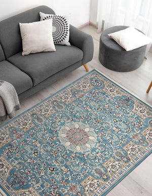 Blue 10' x 13' Narenj Rectangle Area Rug 85% Polypropylene & 15% Polyester Traditional Classic Carpet for Living, Dining, Bedrooms, Office for Sale at Rug Engine