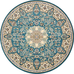 Blue 10' x 10' Narenj Round Area Rug 85% Polypropylene & 15% Polyester Traditional Classic Carpet for Living, Dining, Bedrooms, Office for Sale at Rug Engine