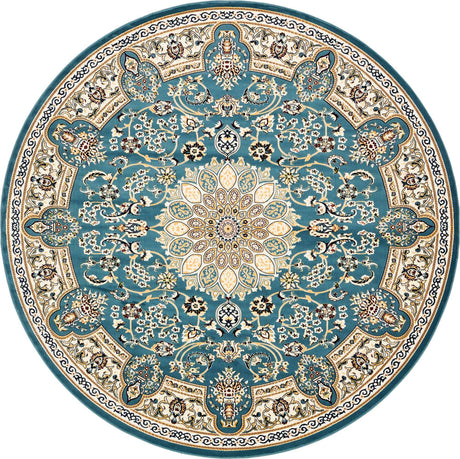 Blue 10' x 10' Narenj Round Area Rug 85% Polypropylene & 15% Polyester Traditional Classic Carpet for Living, Dining, Bedrooms, Office for Sale at Rug Engine