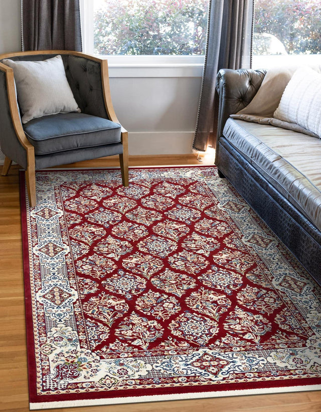 Burgundy 10' x 13' 1 Narenj Rectangle Area Rug 85% Polypropylene & 15% Polyester Traditional Classic Carpet for Living, Dining, Bedrooms, Office for Sale at Rug Engine