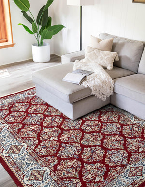 Burgundy 10' x 13' 1 Narenj Rectangle Area Rug 85% Polypropylene & 15% Polyester Traditional Classic Carpet for Living, Dining, Bedrooms, Office for Sale at Rug Engine