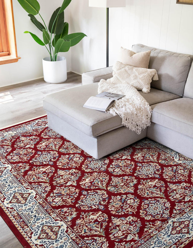 Burgundy 10' x 13' 1 Narenj Rectangle Area Rug 85% Polypropylene & 15% Polyester Traditional Classic Carpet for Living, Dining, Bedrooms, Office for Sale at Rug Engine