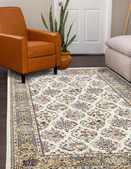 Ivory 10' x 13' 1 Narenj Rectangle Area Rug 85% Polypropylene & 15% Polyester Traditional Classic Carpet for Living, Dining, Bedrooms, Office for Sale at Rug Engine