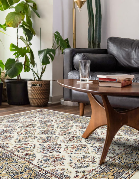 Ivory 10' x 13' 1 Narenj Rectangle Area Rug 85% Polypropylene & 15% Polyester Traditional Classic Carpet for Living, Dining, Bedrooms, Office for Sale at Rug Engine