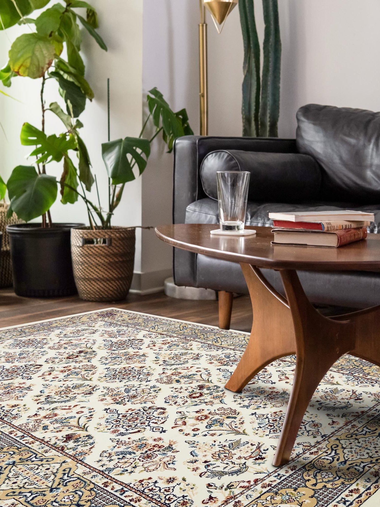 Ivory 8' x 10' Narenj Rectangle Area Rug 85% Polypropylene & 15% Polyester Traditional Classic Carpet for Living, Dining, Bedrooms, Office for Sale at Rug Engine