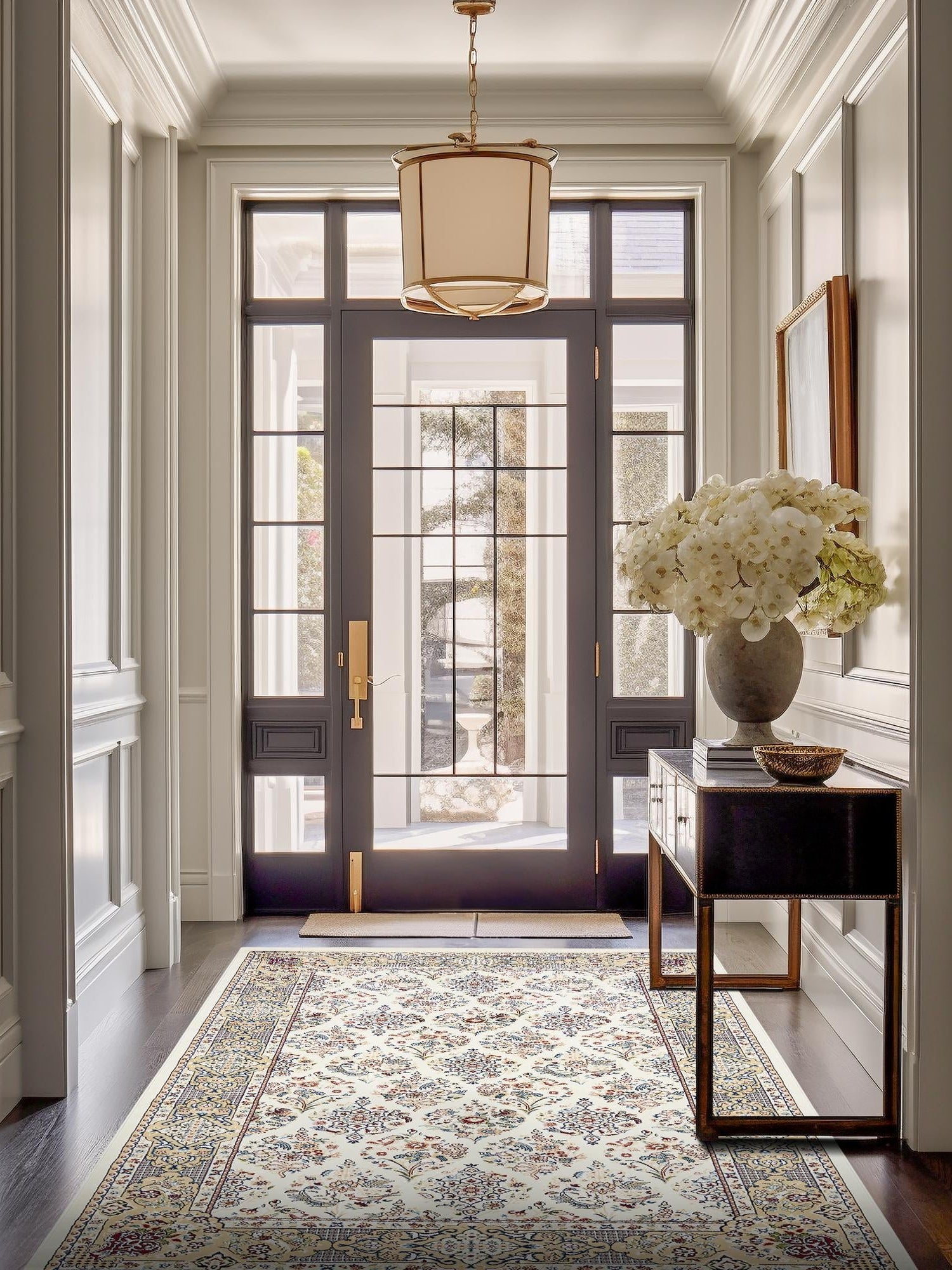 Ivory 8' x 10' Narenj Rectangle Area Rug 85% Polypropylene & 15% Polyester Traditional Classic Carpet for Living, Dining, Bedrooms, Office for Sale at Rug Engine