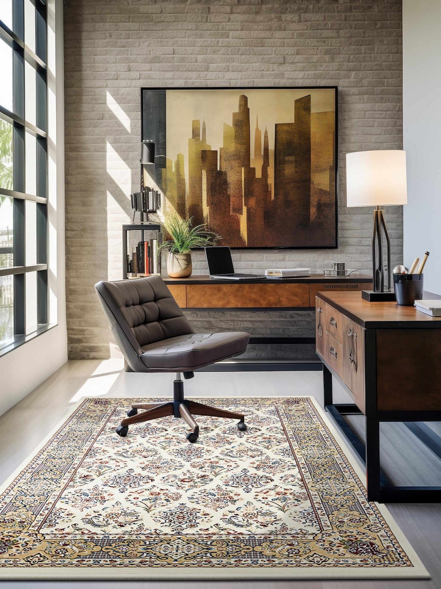 Ivory 10' x 13' 1 Narenj Rectangle Area Rug 85% Polypropylene & 15% Polyester Traditional Classic Carpet for Living, Dining, Bedrooms, Office for Sale at Rug Engine