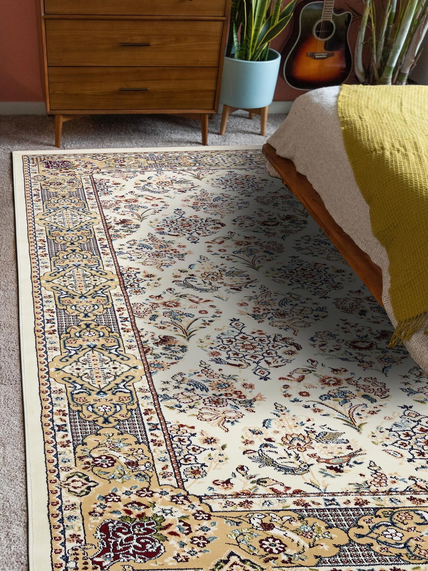 Ivory 10' x 13' 1 Narenj Rectangle Area Rug 85% Polypropylene & 15% Polyester Traditional Classic Carpet for Living, Dining, Bedrooms, Office for Sale at Rug Engine