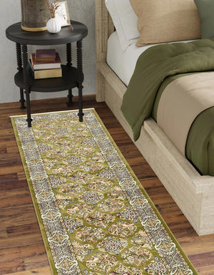 Green 3' x 13' 1 Narenj Runner Area Rug 85% Polypropylene & 15% Polyester Traditional Classic Carpet for Living, Dining, Bedrooms, Office for Sale at Rug Engine