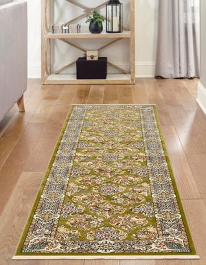 Green 3' x 13' 1 Narenj Runner Area Rug 85% Polypropylene & 15% Polyester Traditional Classic Carpet for Living, Dining, Bedrooms, Office for Sale at Rug Engine