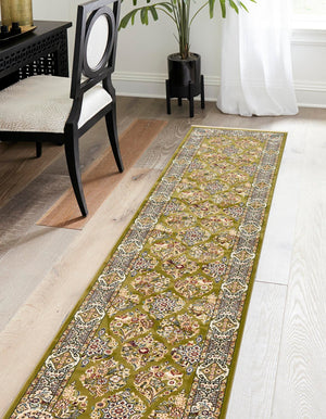 Green 3' x 13' 1 Narenj Runner Area Rug 85% Polypropylene & 15% Polyester Traditional Classic Carpet for Living, Dining, Bedrooms, Office for Sale at Rug Engine
