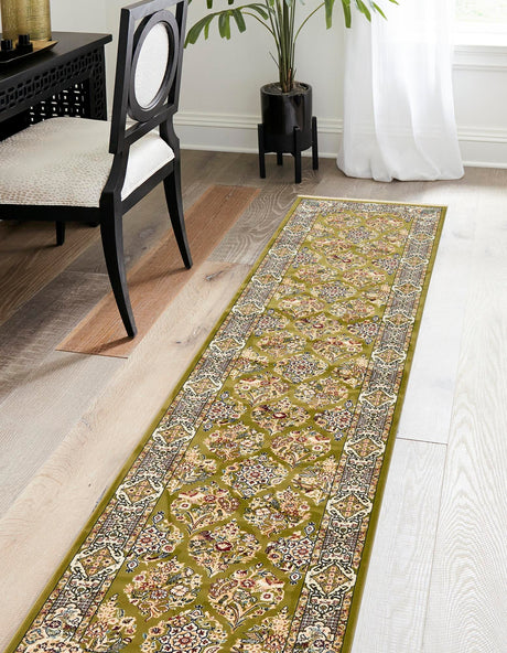 Green 3' x 13' 1 Narenj Runner Area Rug 85% Polypropylene & 15% Polyester Traditional Classic Carpet for Living, Dining, Bedrooms, Office for Sale at Rug Engine