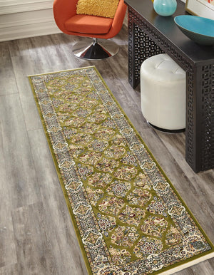 Green 3' x 13' 1 Narenj Runner Area Rug 85% Polypropylene & 15% Polyester Traditional Classic Carpet for Living, Dining, Bedrooms, Office for Sale at Rug Engine
